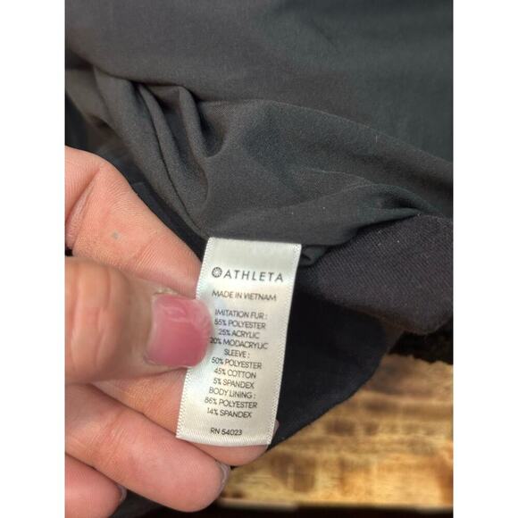 Athleta Women's Black Contrast Sherpa Full Zip Fleece Lined Jacket Size S - Picture 7 of 8